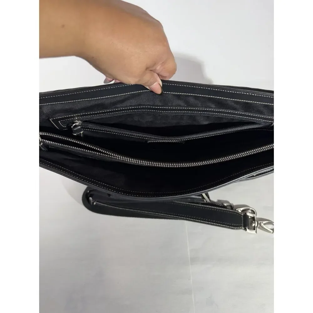 Coach Legacy TransAtlantic Flap Briefcase Black Leather Messenger Bag 70035 NWOT